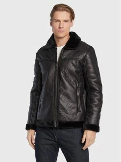 Φτηνός 👏 Brave Soul Άνδρες Δερμάτινα Μπουφάν Μπουφάν από απομίμηση δέρματος MJK-OUT Μαύρο Regular Fit 👍