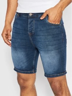 Εκπτωση 😍 Brave Soul Άνδρες Τζιν Σορτς Τζιν σορτσάκια MSRT-SIMON Σκούρο μπλε Skinny Fit 🥰