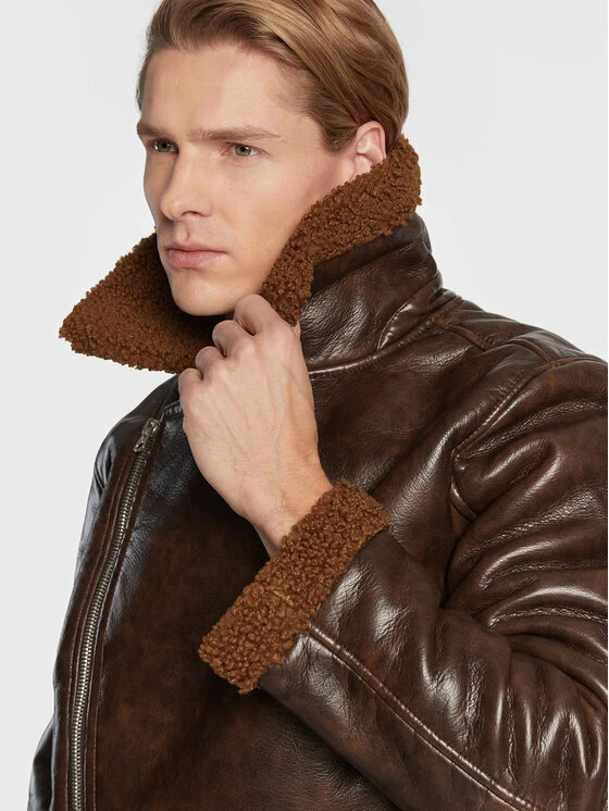 Τοπ 10 ❤️ Brave Soul Άνδρες Δερμάτινα Μπουφάν Μπουφάν από απομίμηση δέρματος MJK-PITTSBURGH Καφέ Regular Fit 🌟 6 Τοπ 10 ❤️ Brave Soul Άνδρες Δερμάτινα Μπουφάν Μπουφάν από απομίμηση δέρματος MJK-PITTSBURGH Καφέ Regular Fit 🌟 - Image 4