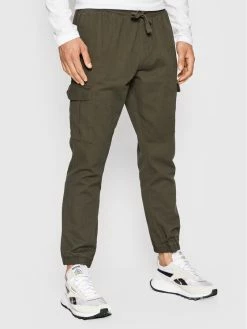 Το φθηνότερο 🔥 Brave Soul Άνδρες Παντελόνια Joggers Jogger MTR-FINECARGO Πράσινο Regular Fit ✔️