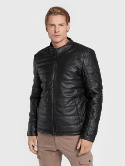 Φτηνός 👍 Brave Soul Άνδρες Δερμάτινα Μπουφάν Μπουφάν από απομίμηση δέρματος MJK-JURGEN Μαύρο Regular Fit 🎉